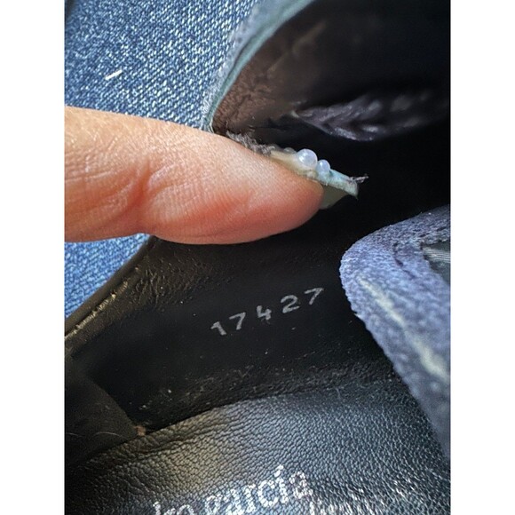 Pedro Garcia Lady Stack Rizzo Blue Nylon Suede Lace Up Italian Ankle Boots US 7 - Picture 10 of 12